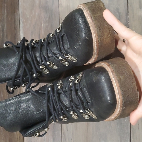 Jeffrey Campbell Free People Y2K Viajar Wedge Hiker Boots 7M - Picture 6 of 15